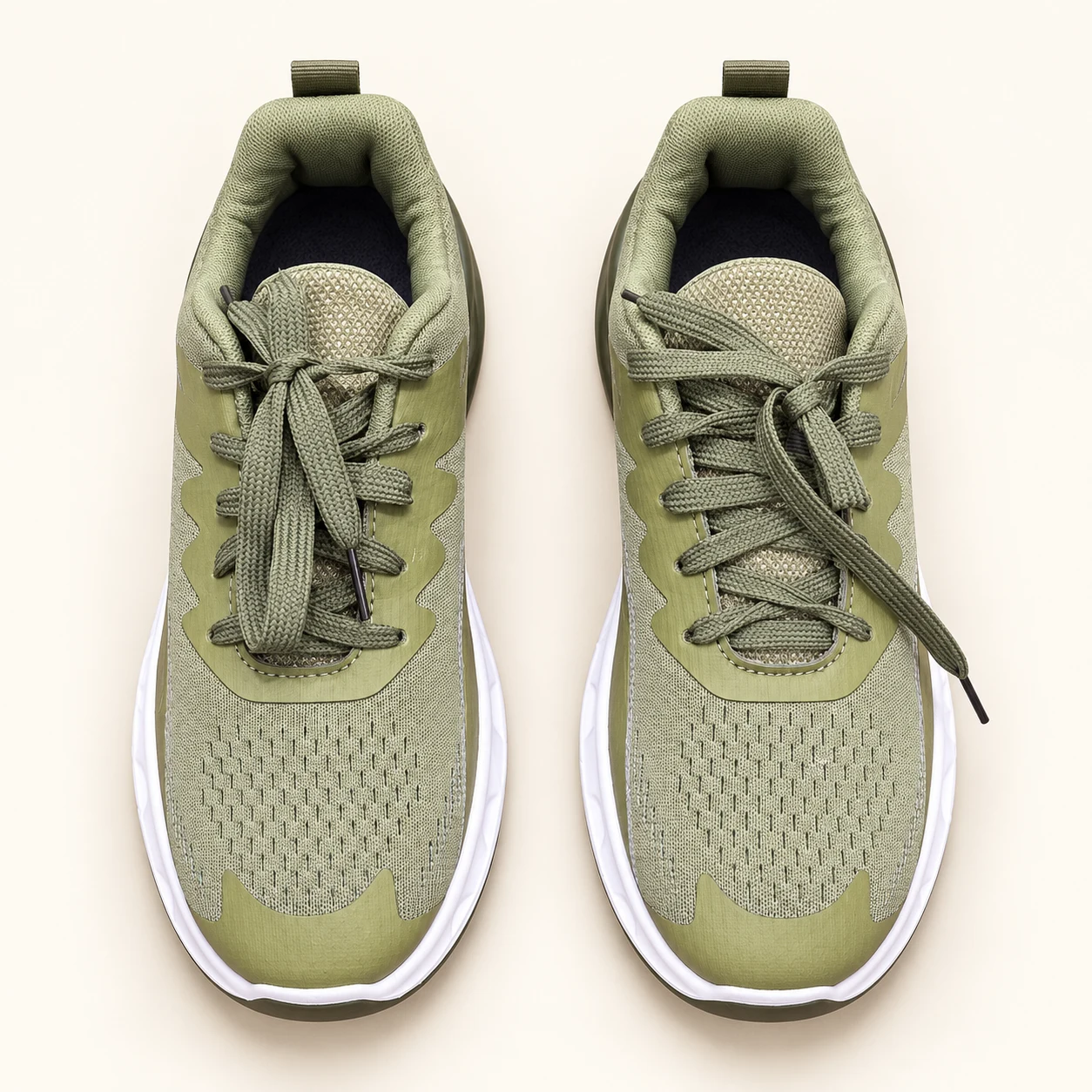Mesh Lace-Up Olive sneakers, overhead pair