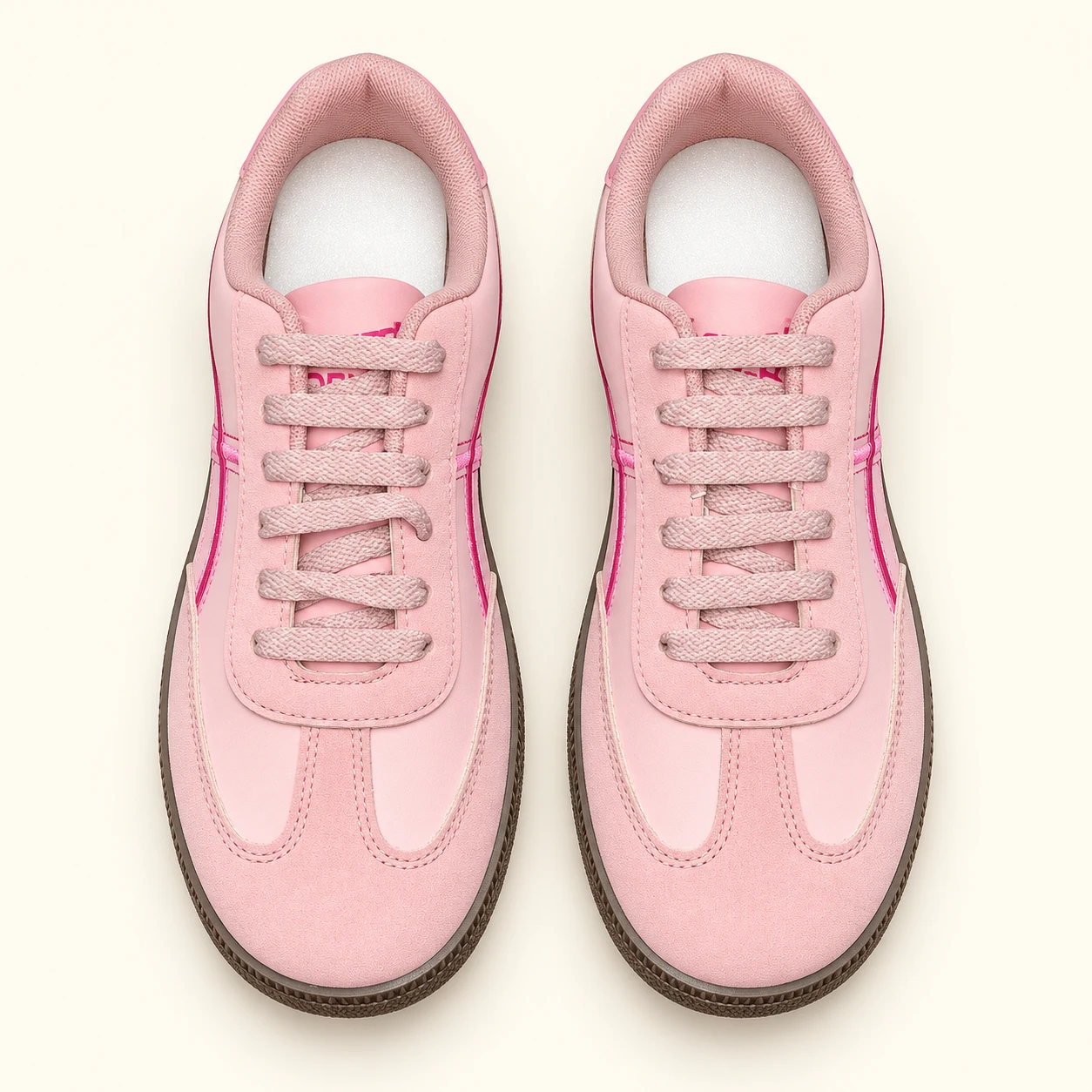 Retro Stitch Pink sneakers, overhead pair